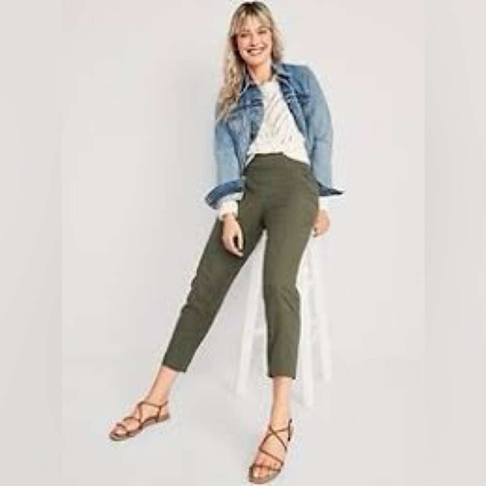 TRIO Old Navy High-waisted cropped linen blend tapered pants - Picture 8 of 9